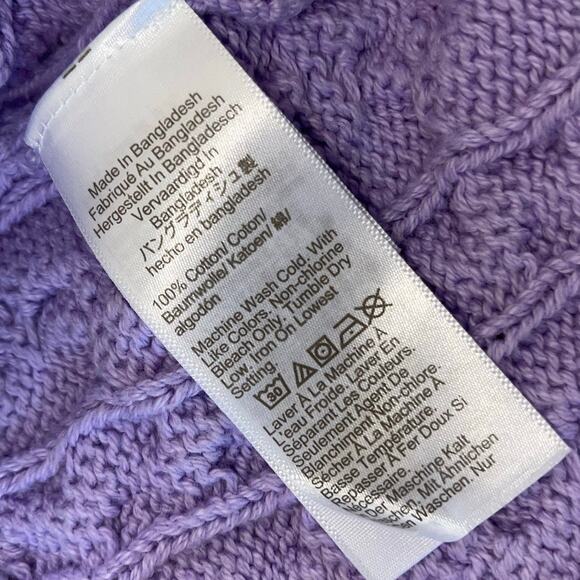 J Crew Cable Knit Sweater XS Lavender Pullover Knit Diagonal Crew Neck - Picture 5 of 7